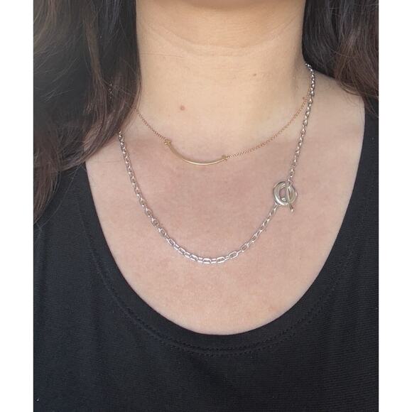 Tiffany Co Elsa Peretti Silver Toggle Open Circle Link Chain Lariat Necklace 20" - Picture 1 of 15